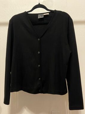 Classic Black Button-Front Cardigan